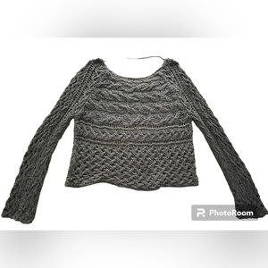 Free People Smokey Grey Open Knit Lovely Sweater